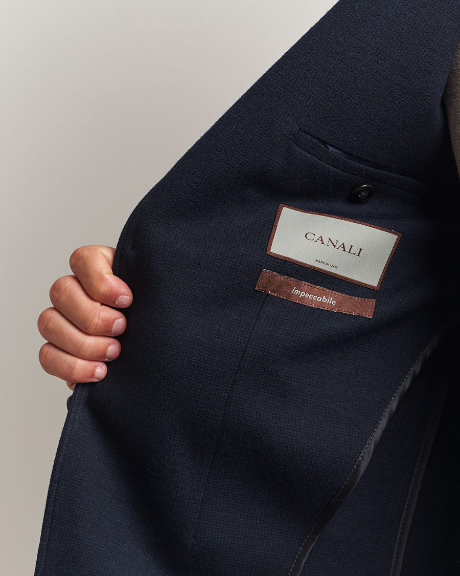 Heren | Blazers | Canali | Wool Houndstooth Jersey Blazer Navy