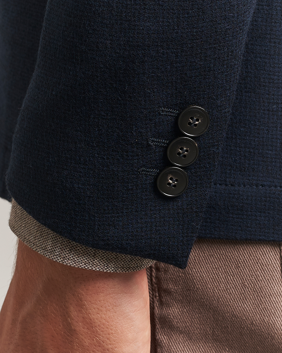 Heren | Blazers | Canali | Wool Houndstooth Jersey Blazer Navy