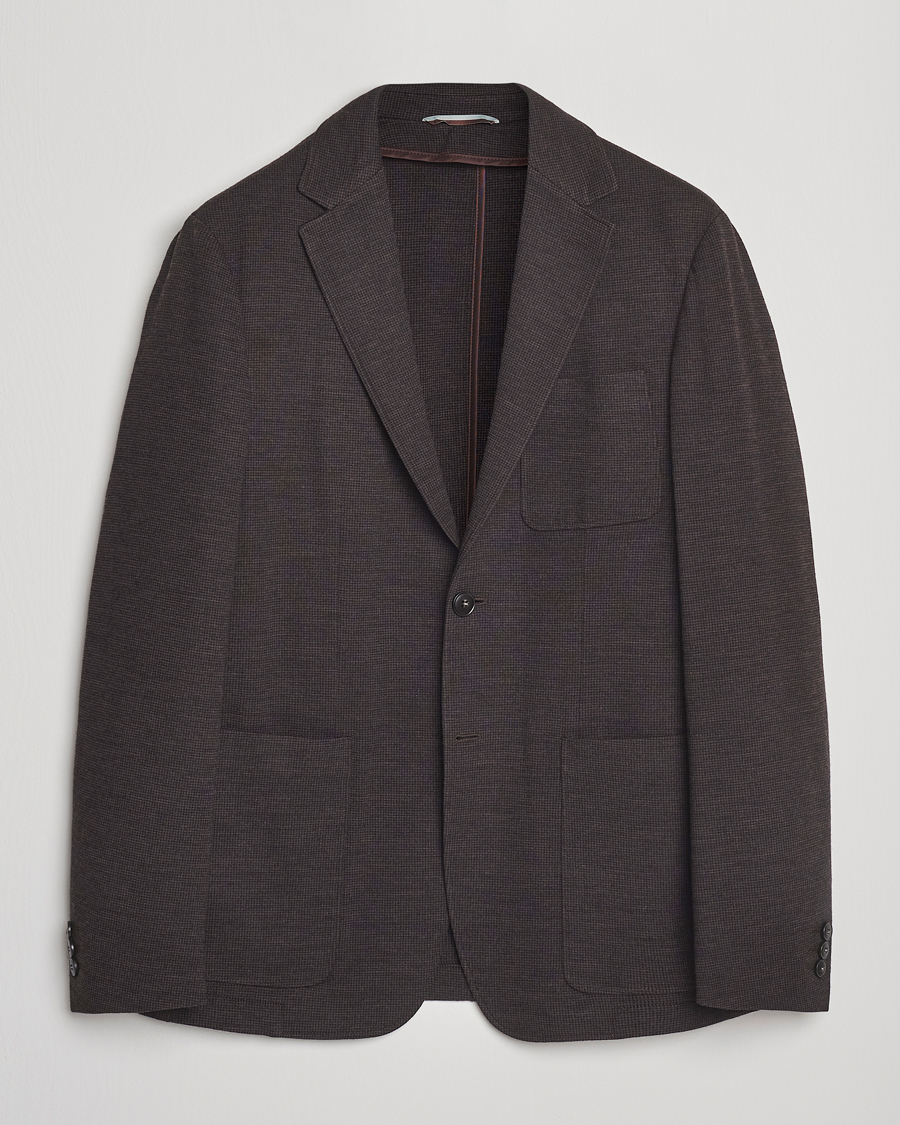 Heren | Blazers | Canali | Wool Houndstooth Jersey Blazer Dark Brown