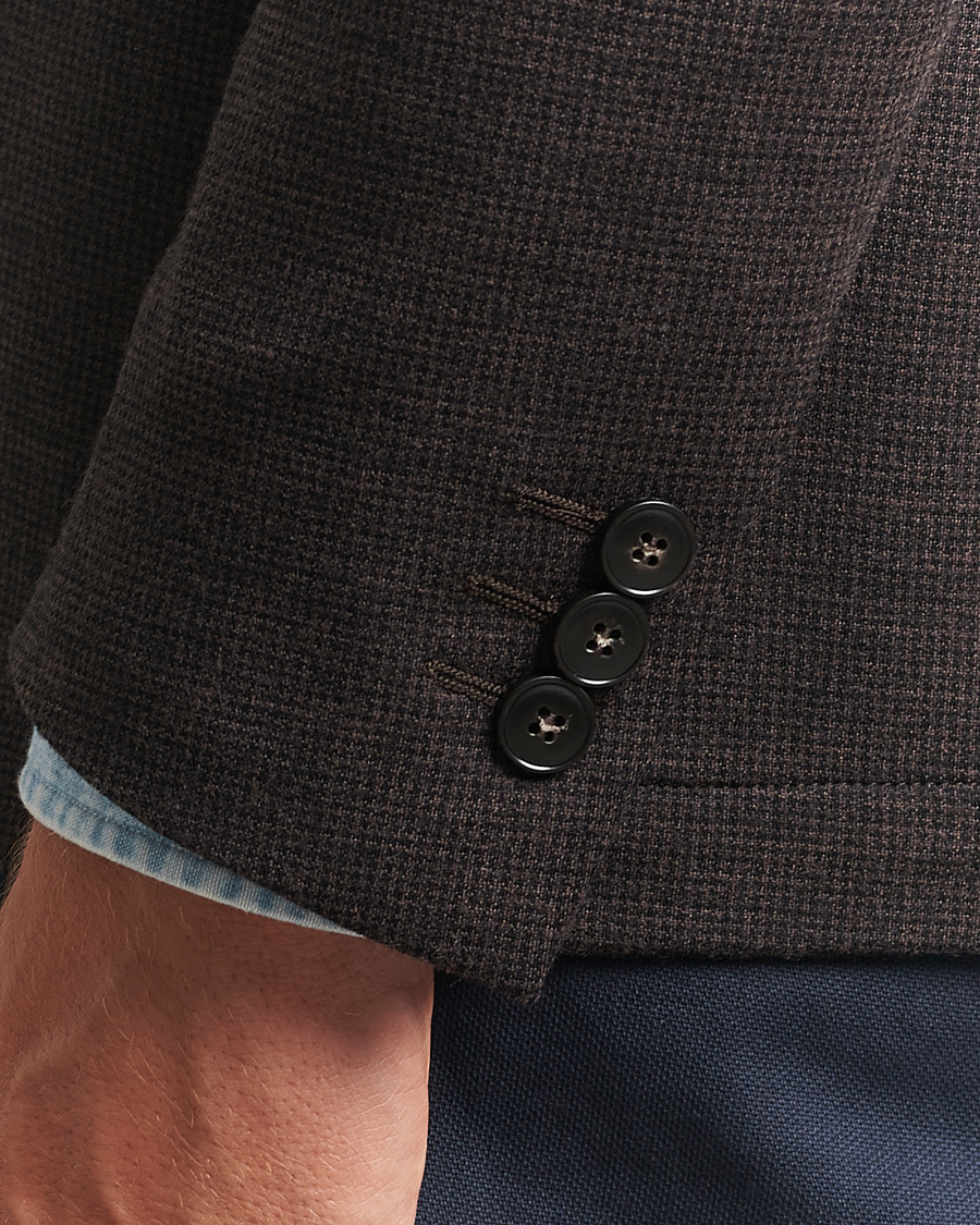 Heren | Blazers | Canali | Wool Houndstooth Jersey Blazer Dark Brown