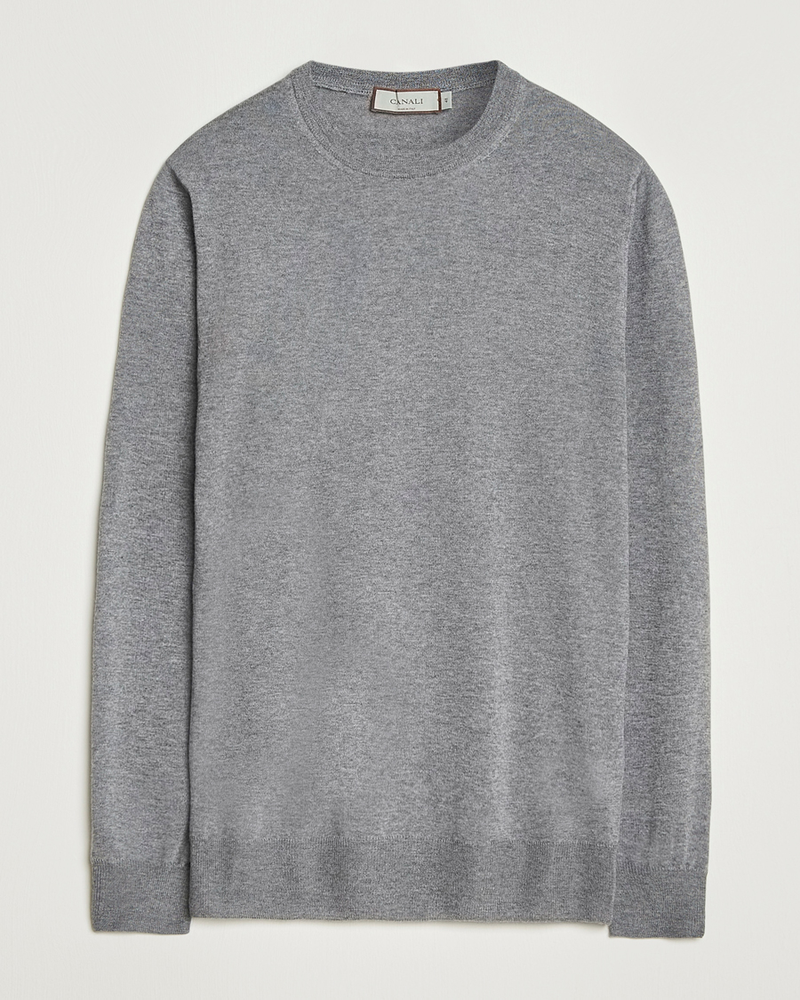 Heren | Truien | Canali | Merino Wool Crew Neck Light Grey
