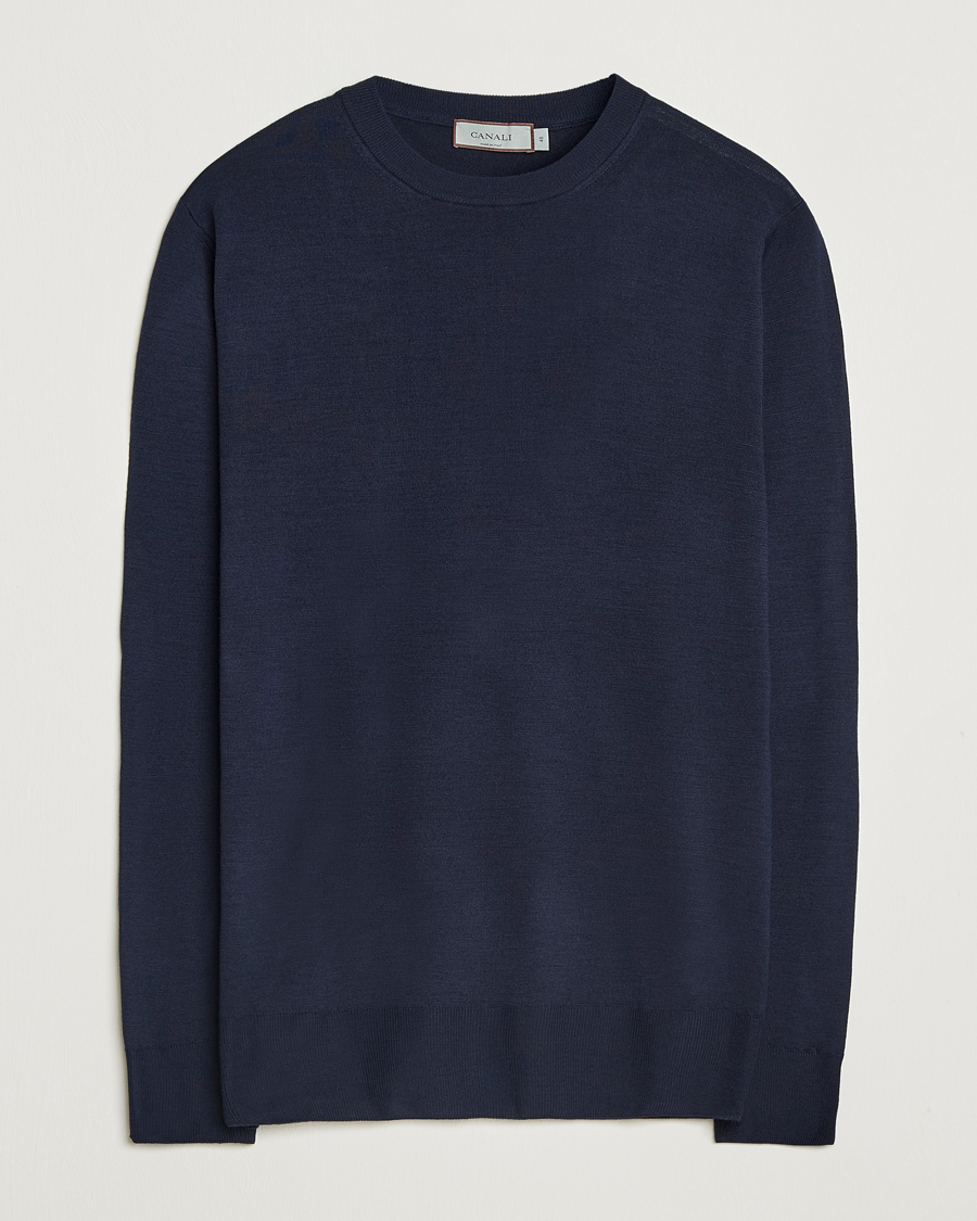 Heren | Truien | Canali | Merino Wool Crew Neck Navy