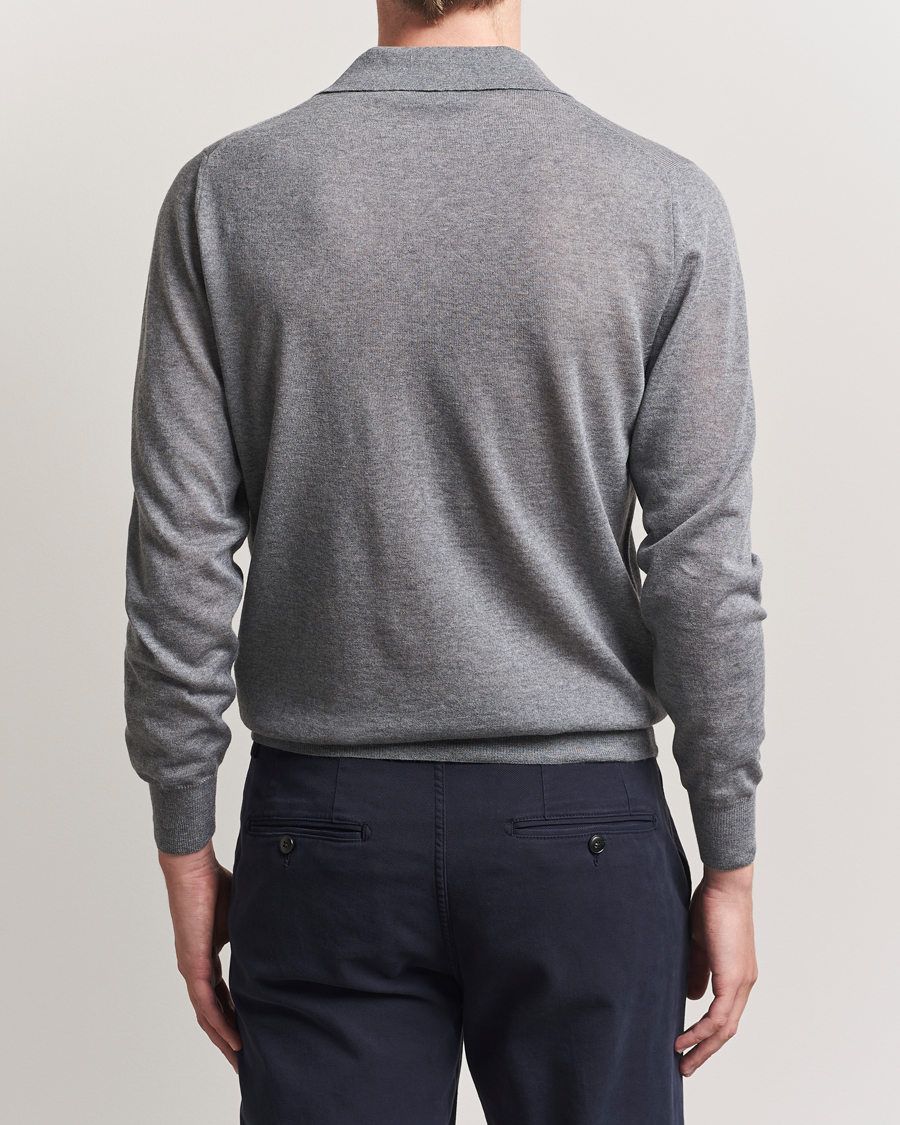 Heren | Truien | Canali | Merino Wool Long Sleeve Polo Light Grey