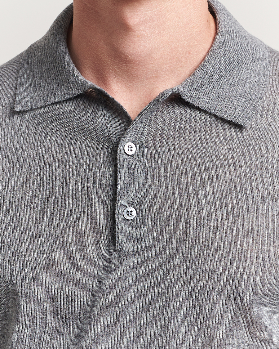 Heren | Truien | Canali | Merino Wool Long Sleeve Polo Light Grey