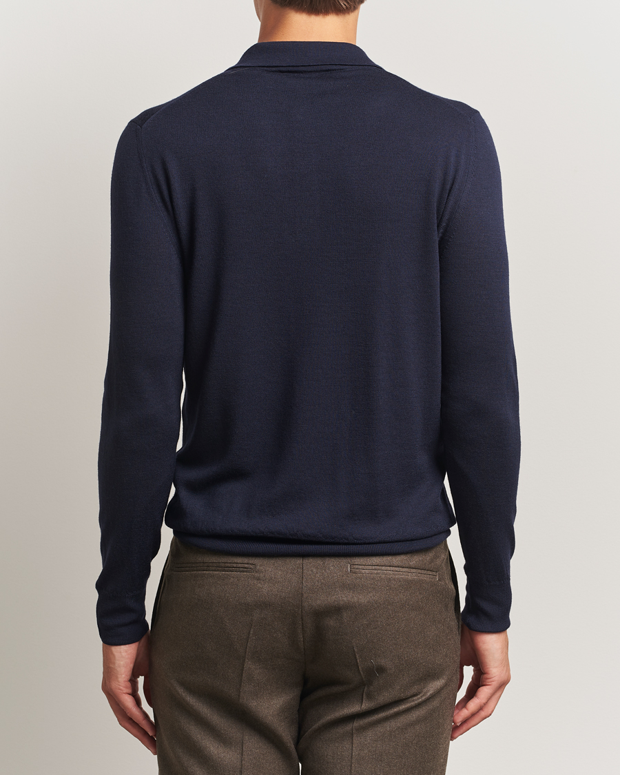 Heren | Truien | Canali | Merino Wool Long Sleeve Polo Navy