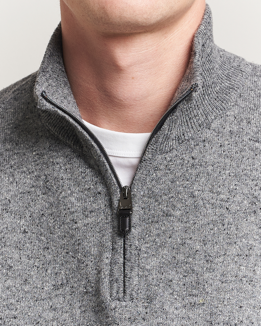Heren | Truien | Canali | Donegal Half Zip Sweater Grey Melange