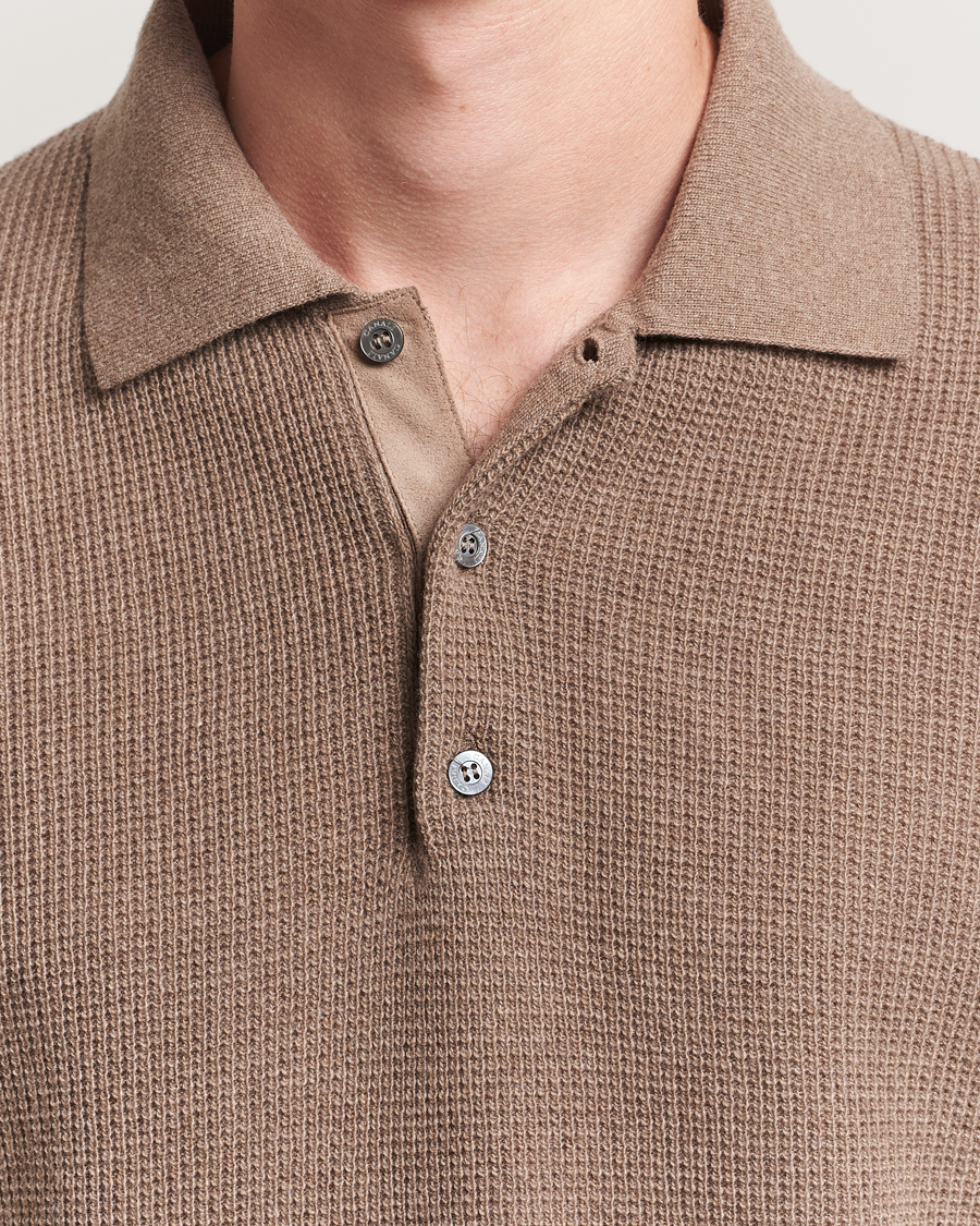 Heren | Truien | Canali | Wool/Cashmere Long Sleeve Polo Brown