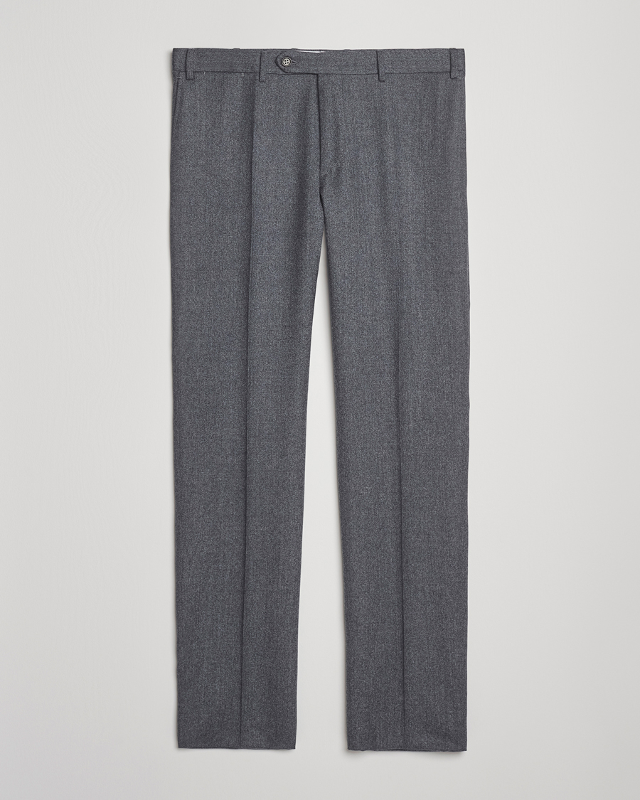 Heren | Broeken | Canali | Slim Fit Flannel Trousers Grey Melange
