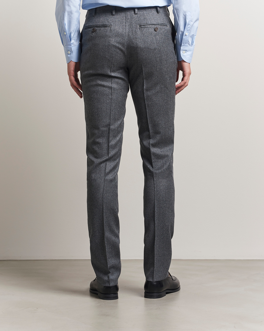 Heren | Broeken | Canali | Slim Fit Flannel Trousers Grey Melange