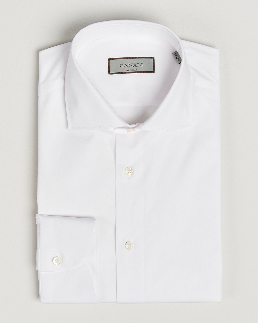 Heren | Overhemden | Canali | Slim Fit Cotton/Stretch Shirt White