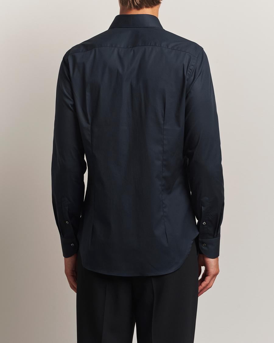 Heren | Overhemden | Canali | Slim Fit Cotton/Stretch Shirt Navy