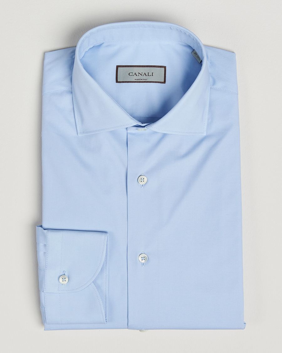 Heren | Overhemden | Canali | Slim Fit Cotton/Stretch Shirt Light Blue