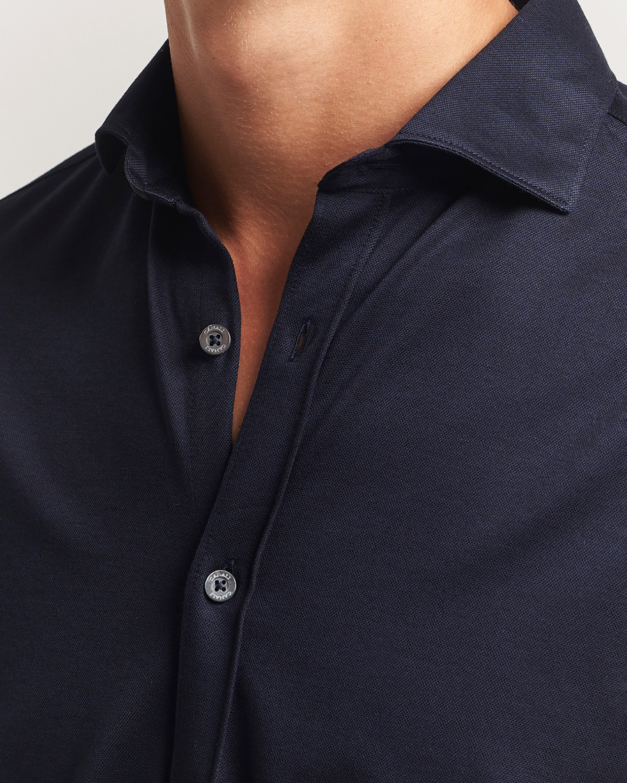 Heren | Overhemden | Canali | Jersey Piquet Shirt Navy