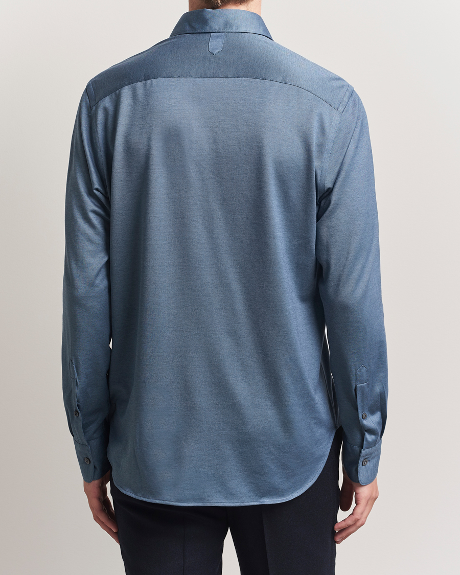 Heren | Overhemden | Canali | Jersey Piquet Shirt Blue