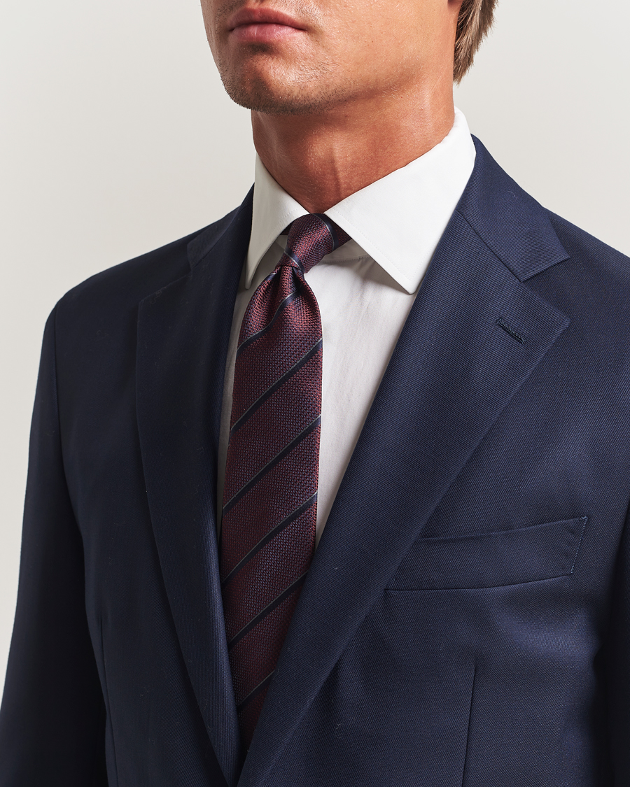Heren | Stropdassen | Canali | Regimental Stripe Silk Tie Burgundy/Navy