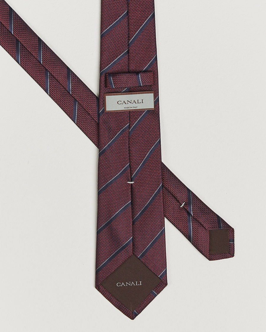 Heren | Stropdassen | Canali | Regimental Stripe Silk Tie Burgundy/Navy