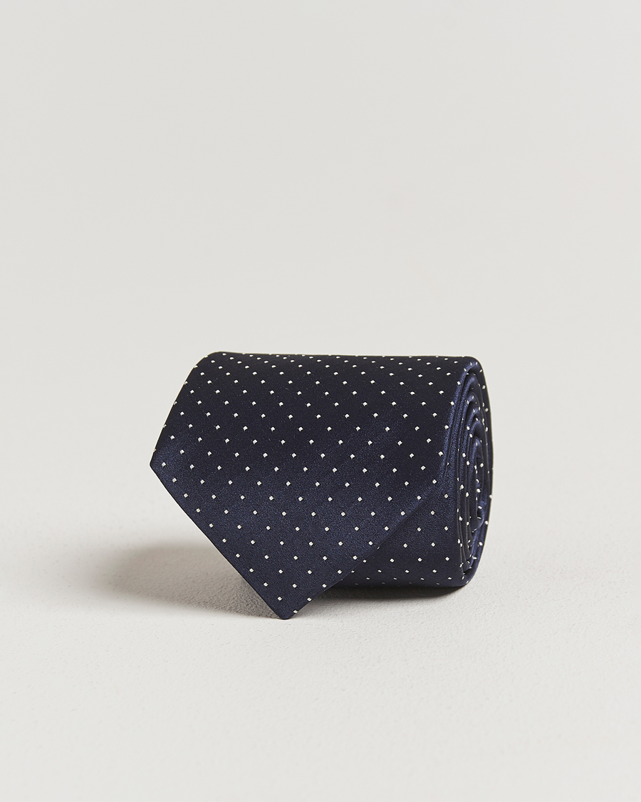 Heren | Stropdassen | Canali | Micro Dot Silk Tie Navy