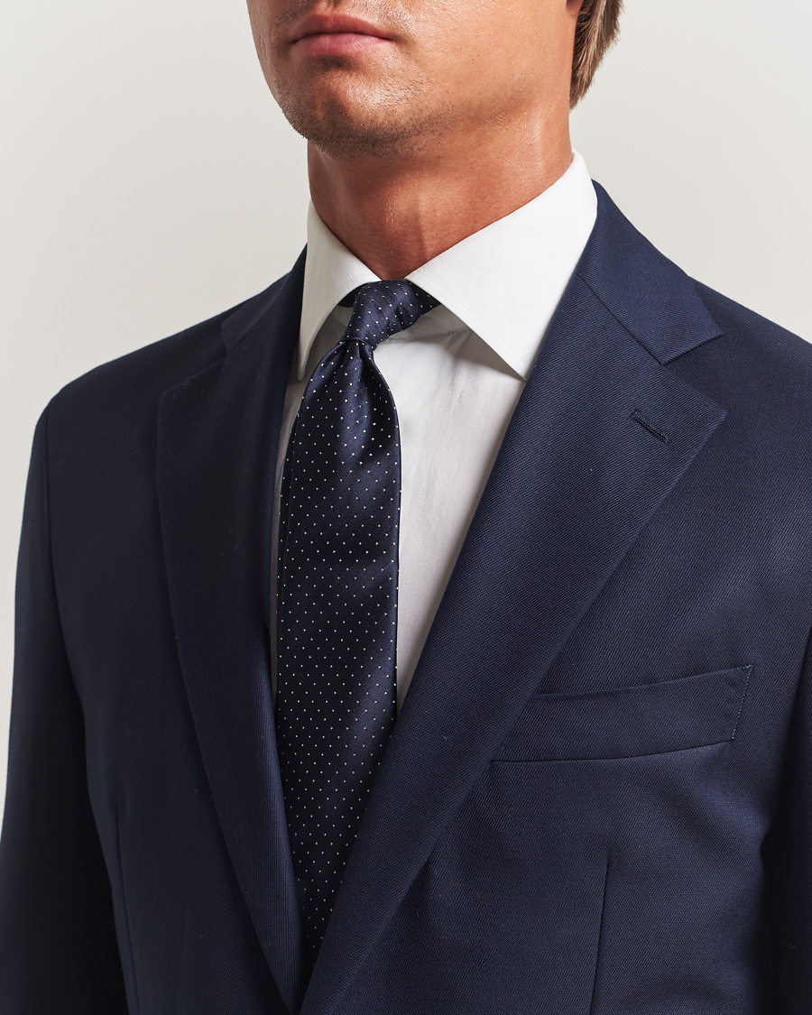 Heren | Stropdassen | Canali | Micro Dot Silk Tie Navy