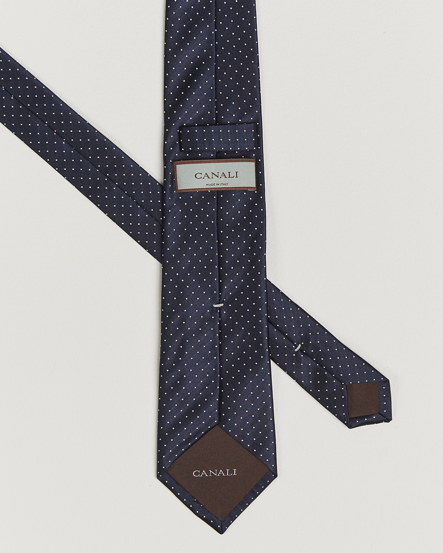 Heren | Stropdassen | Canali | Micro Dot Silk Tie Navy