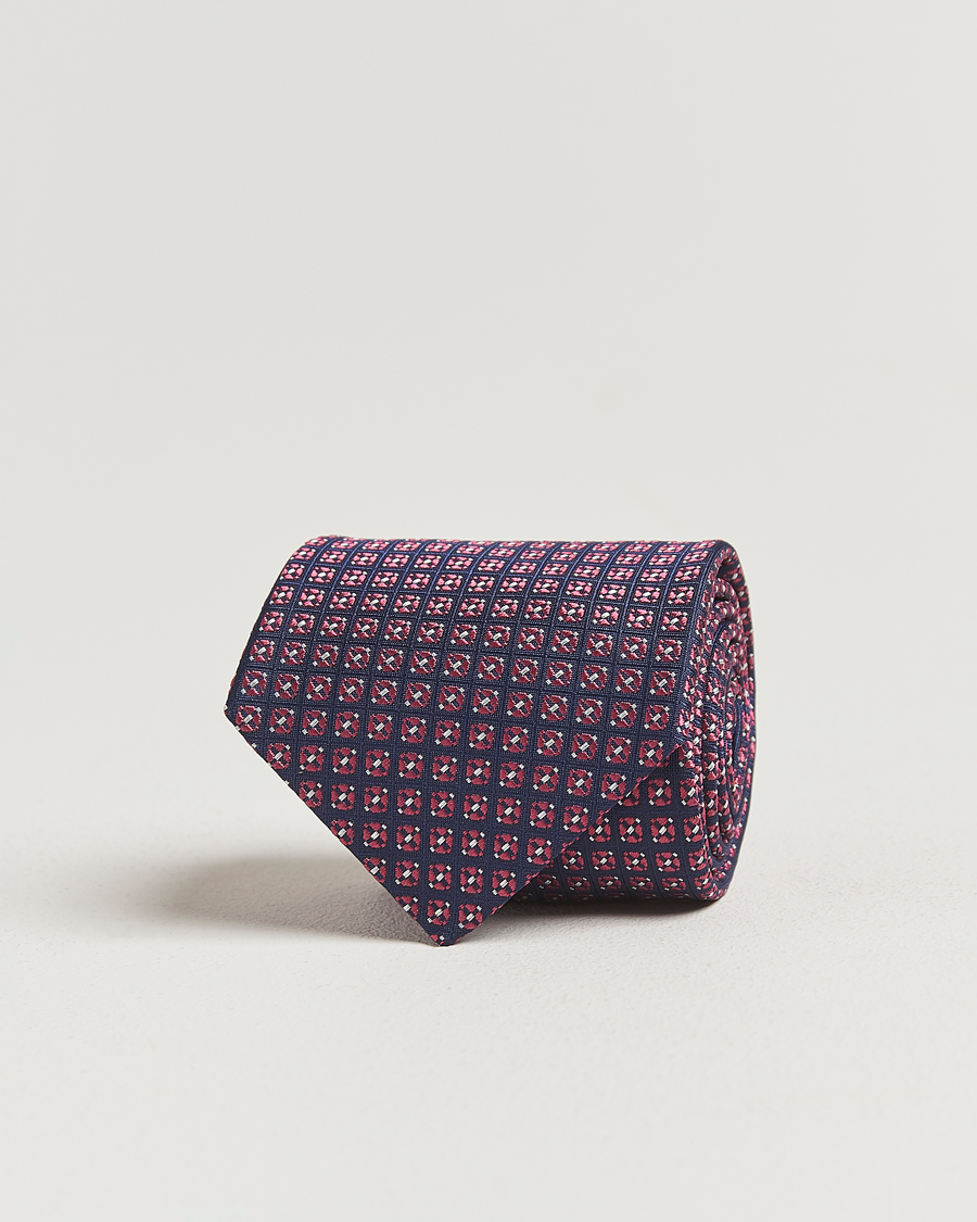 Heren | Stropdassen | Canali | Jacquard Silk Tie Navy/Pink
