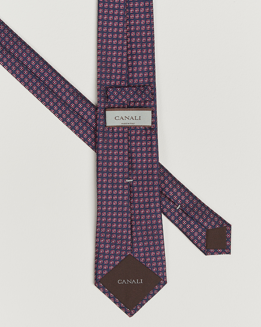 Heren | Stropdassen | Canali | Jacquard Silk Tie Navy/Pink
