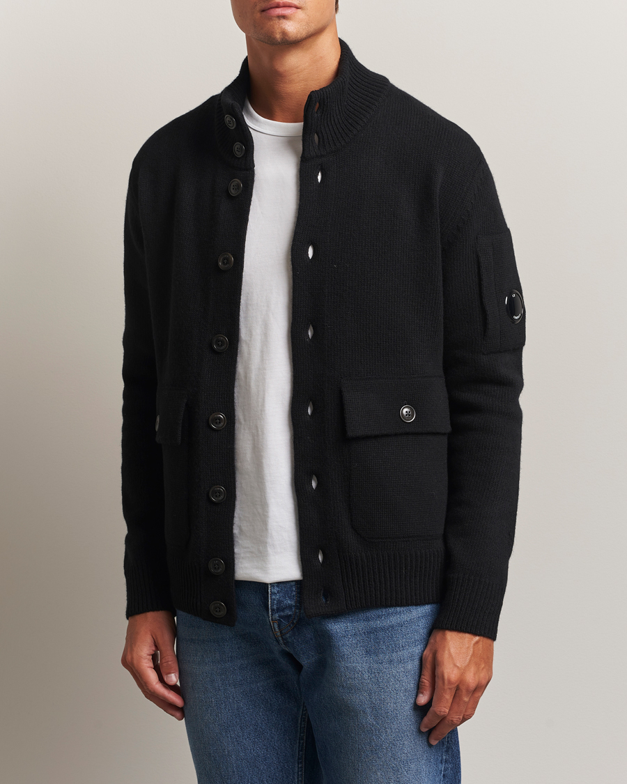 Heren | Truien | C.P. Company | Knitted Lambswool Cardigan Black