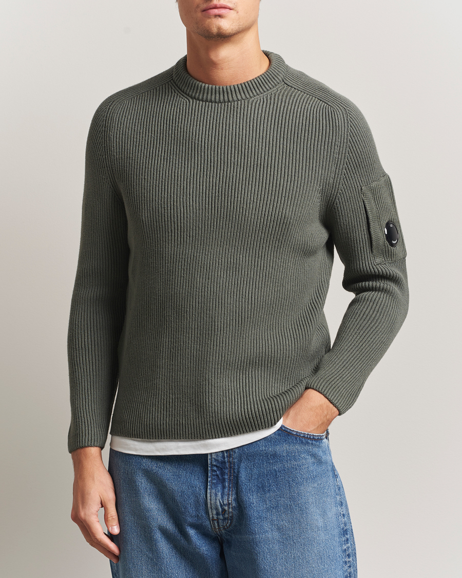Heren | Truien | C.P. Company | Full Rib Knitted Cotton Crew Neck Grey