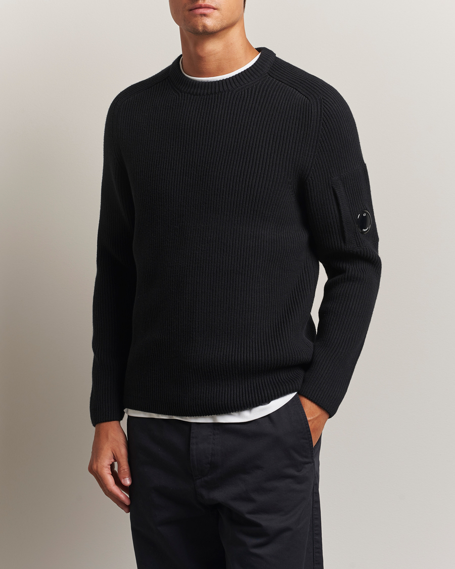 Heren | Truien | C.P. Company | Full Rib Knitted Cotton Crew Neck Black