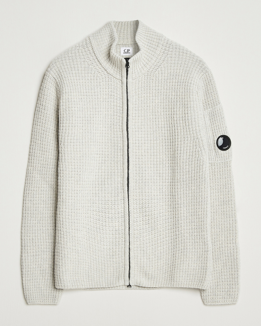 Heren | Truien | C.P. Company | Structure Lambswool Full Zip Grey