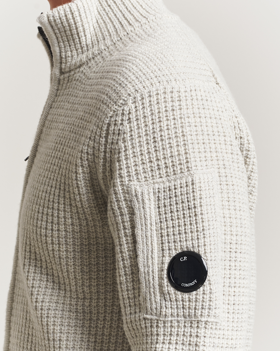 Heren | Truien | C.P. Company | Structure Lambswool Full Zip Grey