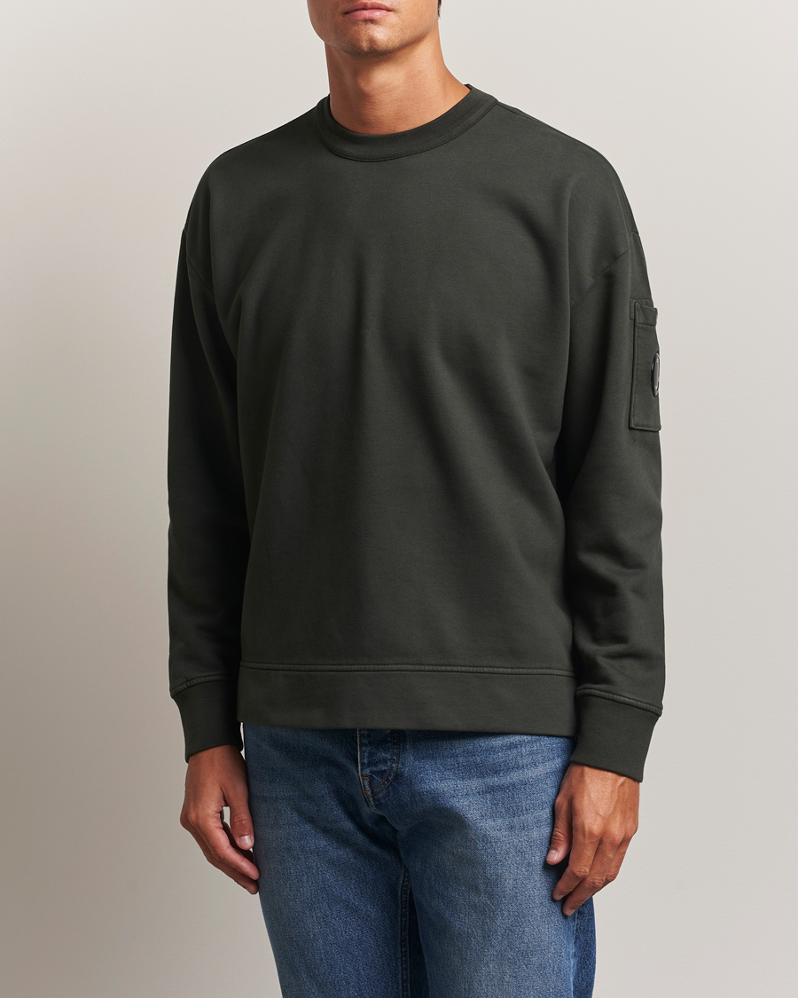 Heren | Truien | C.P. Company | Brushed Emerized Fleece Lens Sweatshirt Dark Green