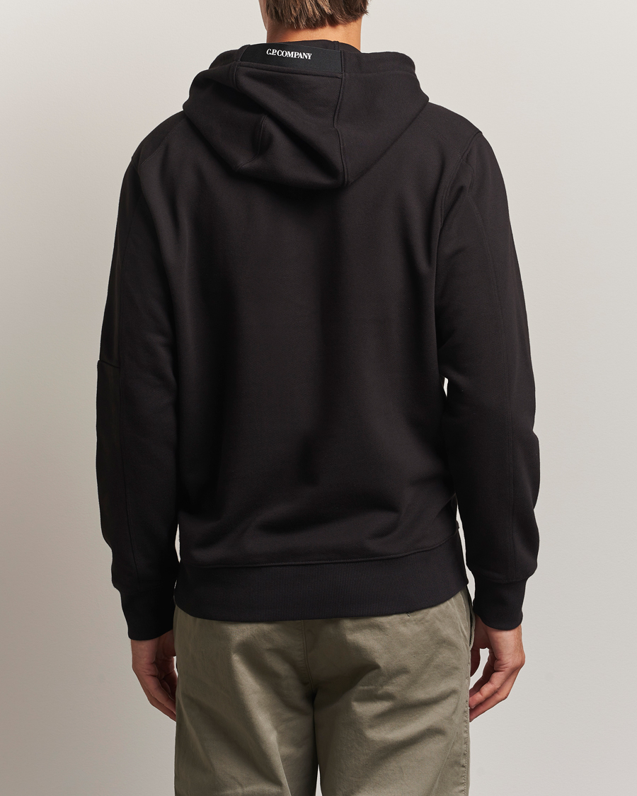 Heren | Truien | C.P. Company | Diagonal Raised Fleece Lens Hood Black