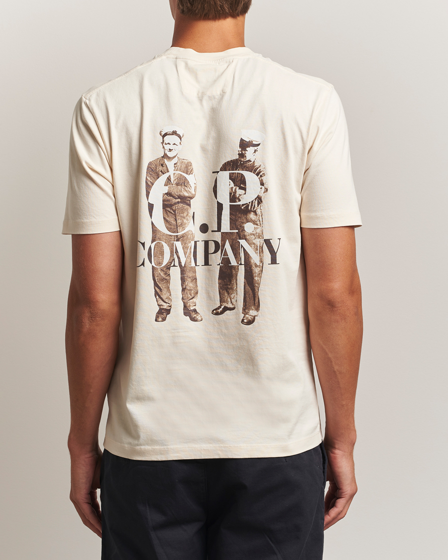 Heren | T-shirts | C.P. Company | Jersey Back Logo T-Shirt Cream