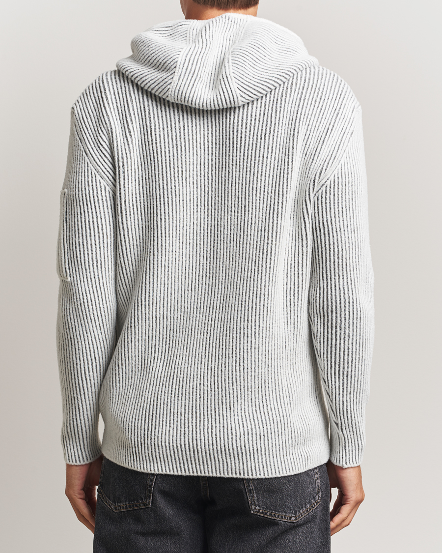 Heren | Truien | C.P. Company | Knitted Full Zip Hood White/Grey