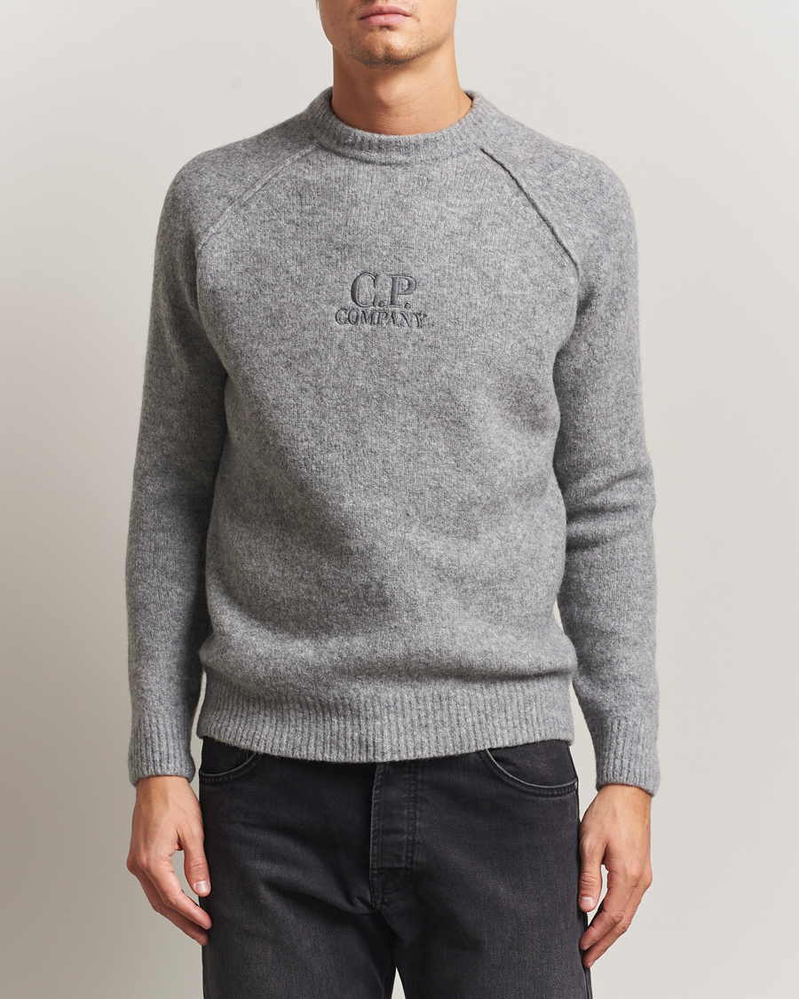 Heren | Truien | C.P. Company | Extra Fine Merino Logo Crew Neck Grey