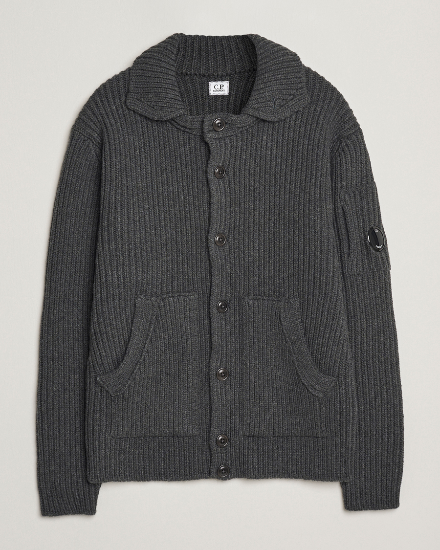 Heren | Truien | C.P. Company | Heavy Lambswool Cardigan Dark Grey