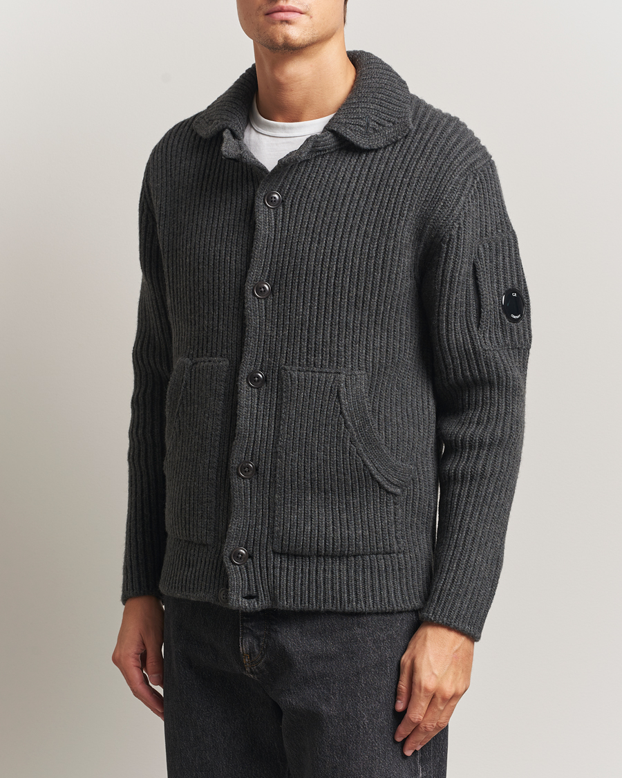 Heren | Truien | C.P. Company | Heavy Lambswool Cardigan Dark Grey