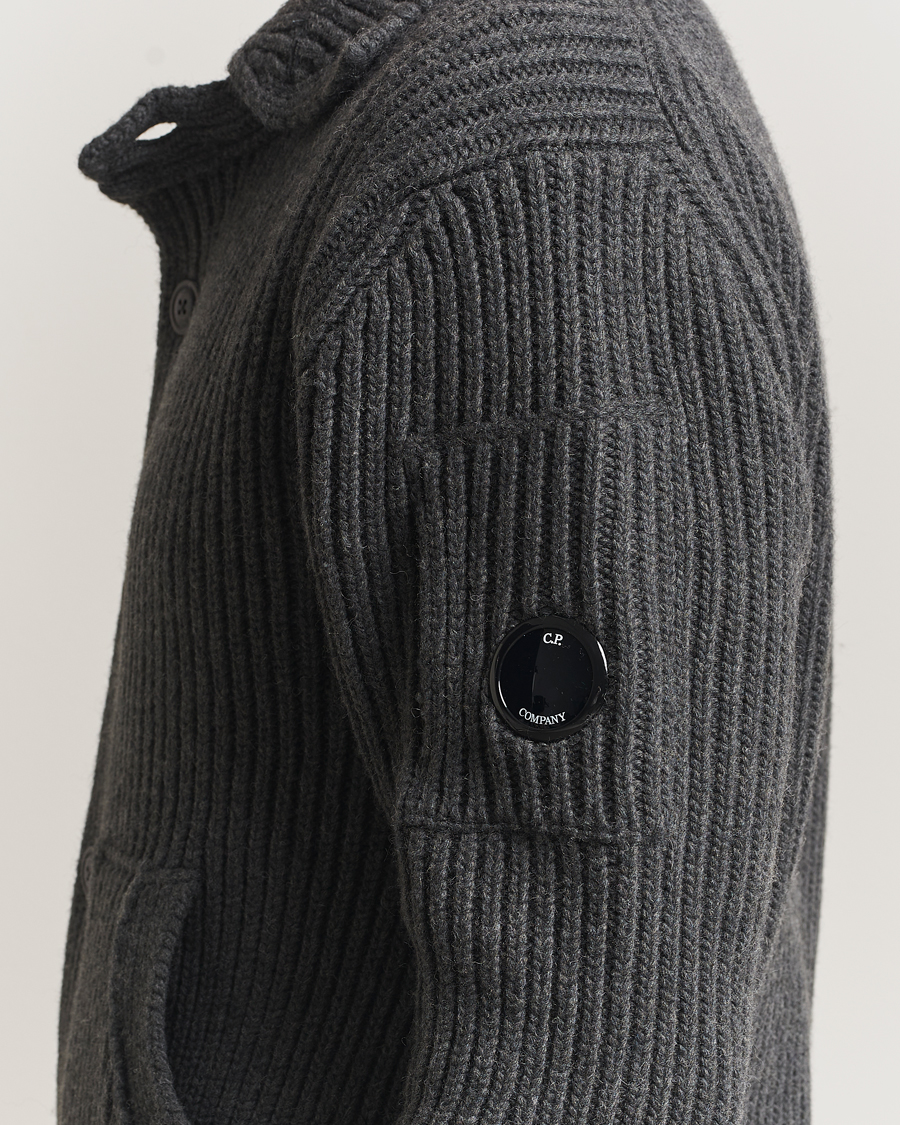 Heren | Truien | C.P. Company | Heavy Lambswool Cardigan Dark Grey