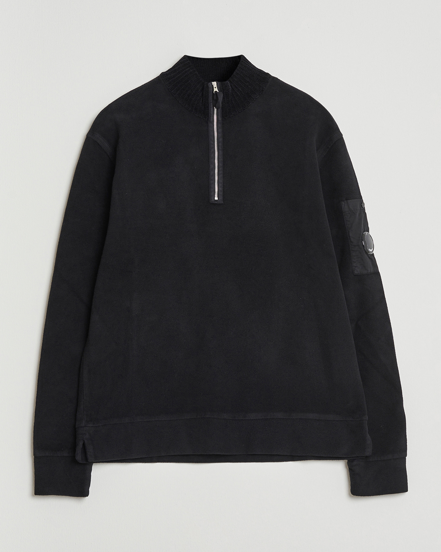 Heren | Truien | C.P. Company | Brushed Emerized Diagonal Fleece Half Zip Black