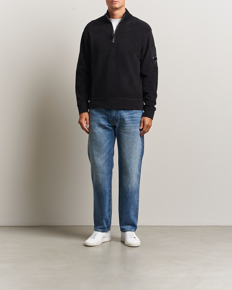 Heren | Truien | C.P. Company | Brushed Emerized Diagonal Fleece Half Zip Black