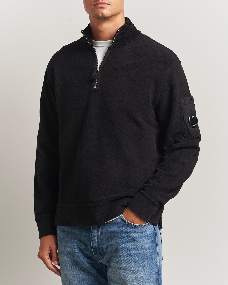 Heren | Truien | C.P. Company | Brushed Emerized Diagonal Fleece Half Zip Black