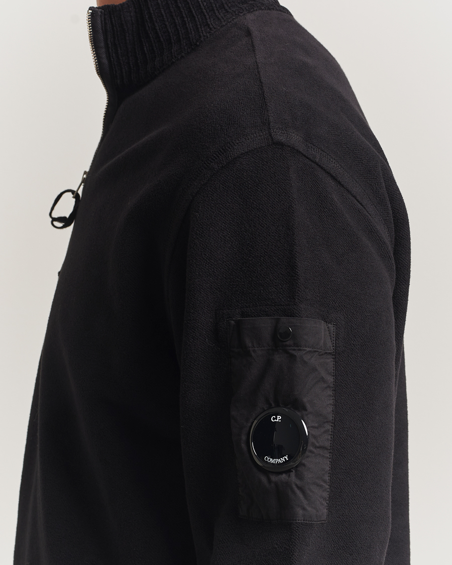 Heren | Truien | C.P. Company | Brushed Emerized Diagonal Fleece Half Zip Black