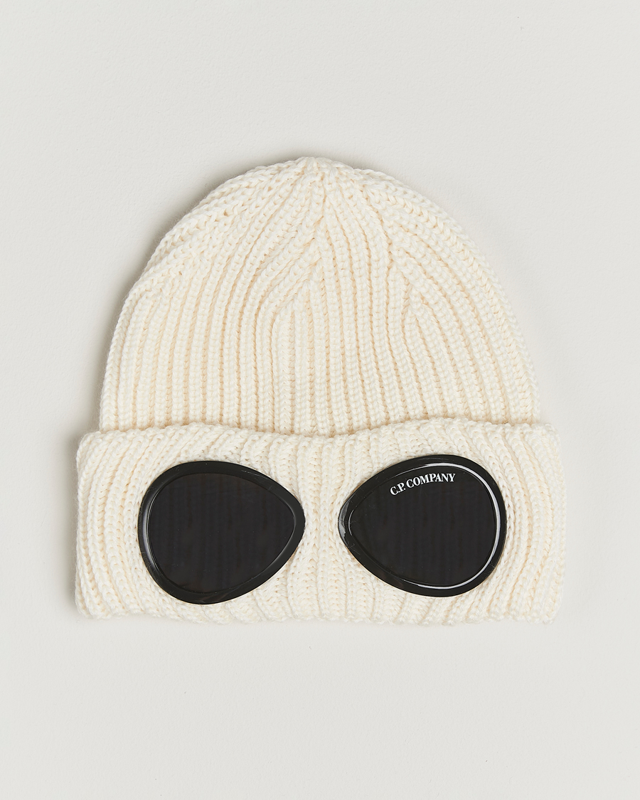 Heren | C.P. Company Knitted Merino Goggle Beanie White | C.P. Company | Knitted Merino Goggle Beanie White