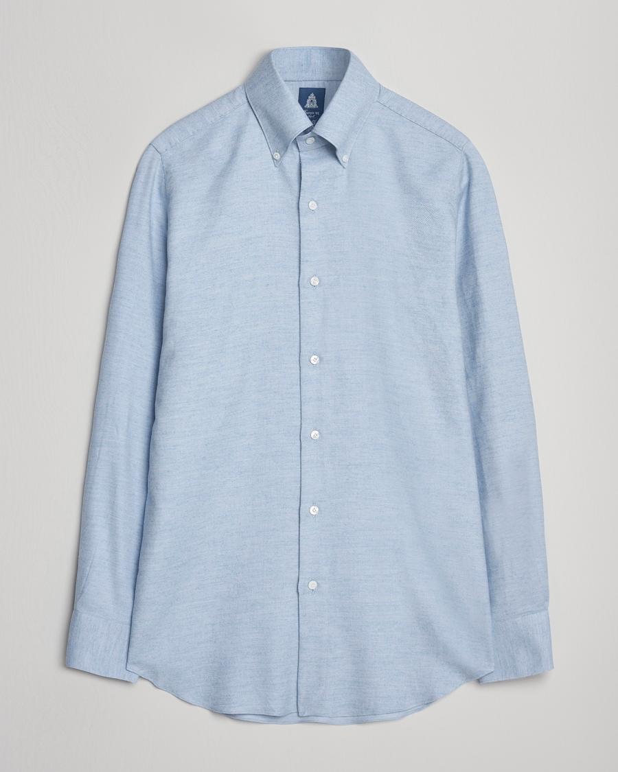 Heren | Overhemden | Finamore Napoli | Milano Slim Cashmere BD Shirt Light Blue