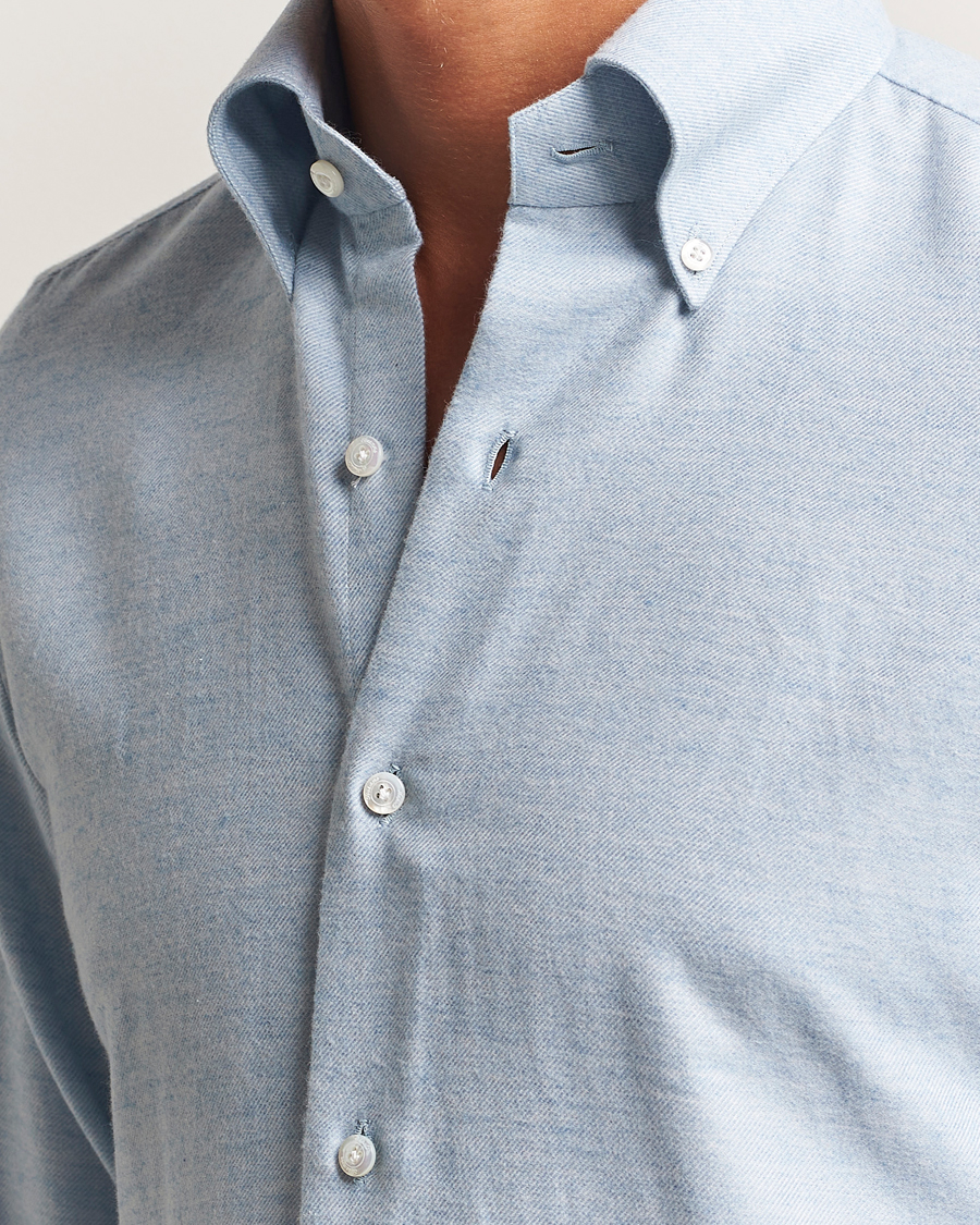 Heren | Overhemden | Finamore Napoli | Milano Slim Cashmere BD Shirt Light Blue