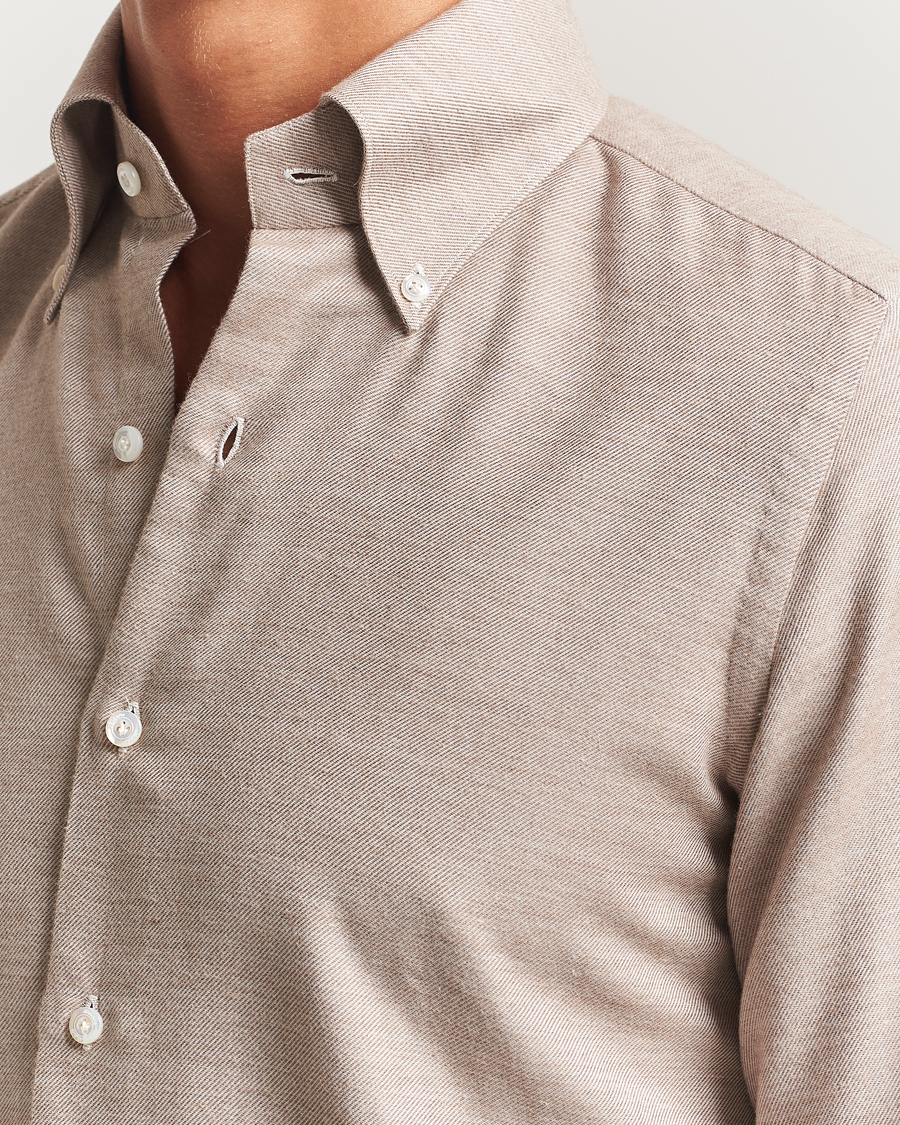 Heren | Overhemden | Finamore Napoli | Milano Slim Cashmere BD Shirt Beige