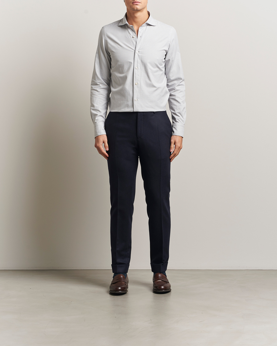 Heren | Overhemden | Finamore Napoli | Gaeta Flannel Sport Shirt Light Grey
