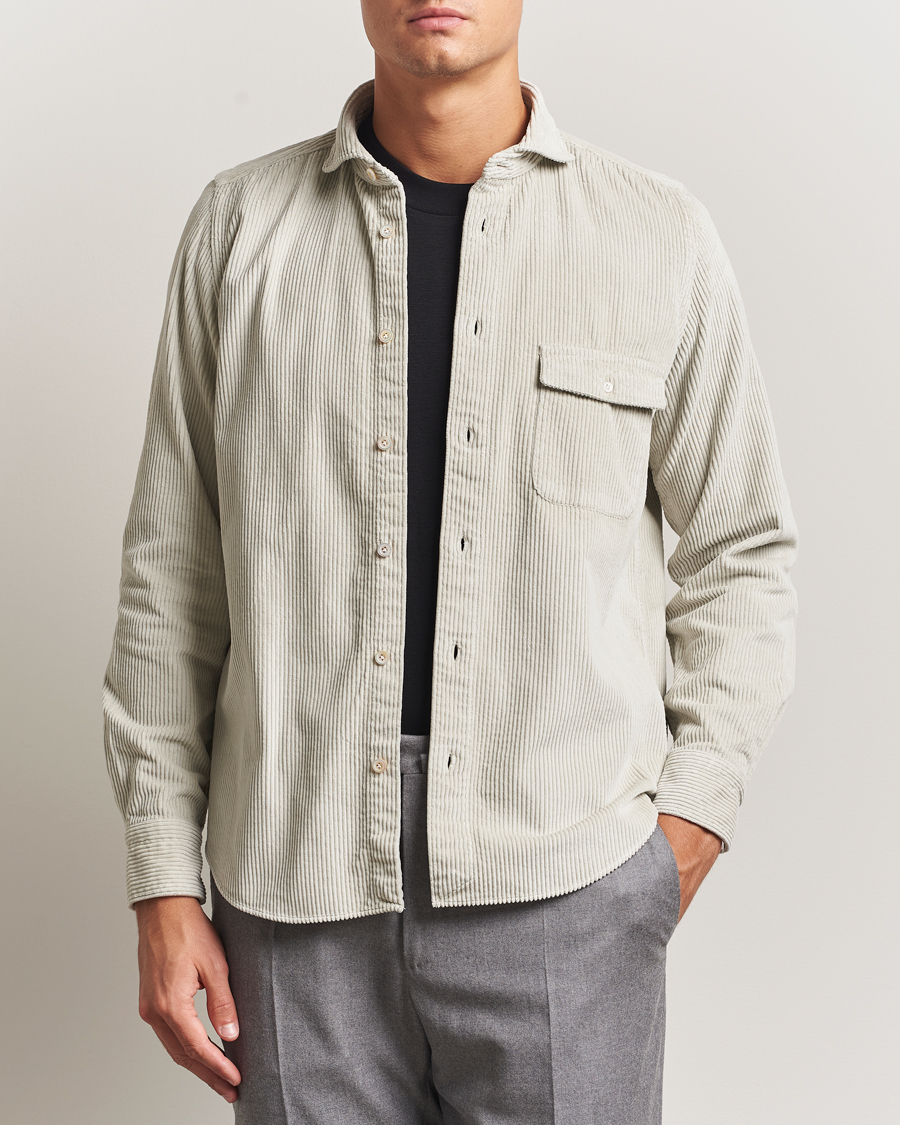Heren | Overhemden | Finamore Napoli | Garment Dyed Corduroy Overshirt Beige