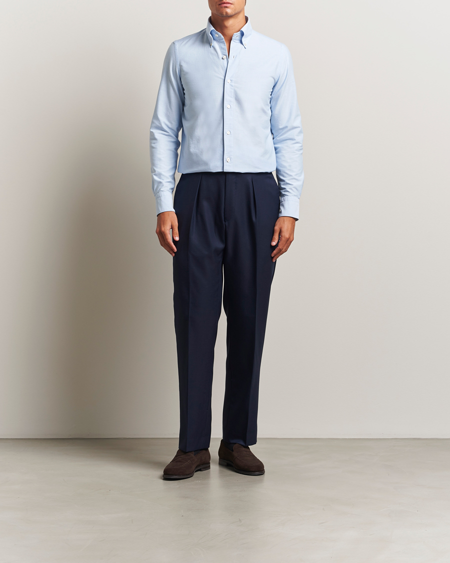 Heren | Overhemden | Finamore Napoli | Gaeta Oxford Button Down Shirt Light Blue