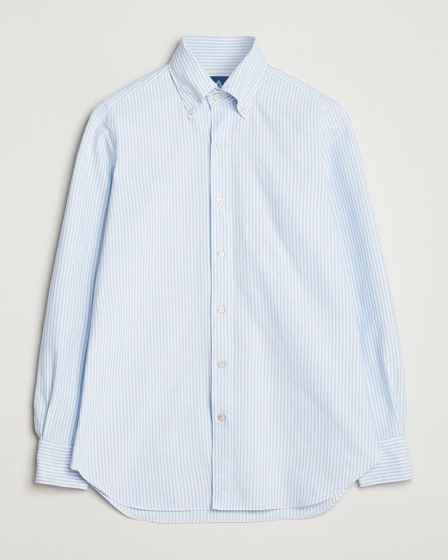 Heren | Overhemden | Finamore Napoli | Gaeta Oxford Button Down Shirt Light Blue Stripe